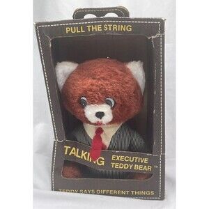 Vintage Executive Talking Teddy Bear Working Plush Stuffed Animal Toy W/ Box